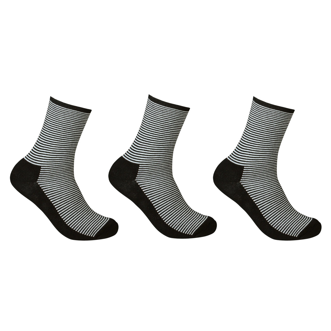 Gestreifte Socken mit weichem Frotté-Sohle für empfindliche Füße und Diabetiker 3er-Pack