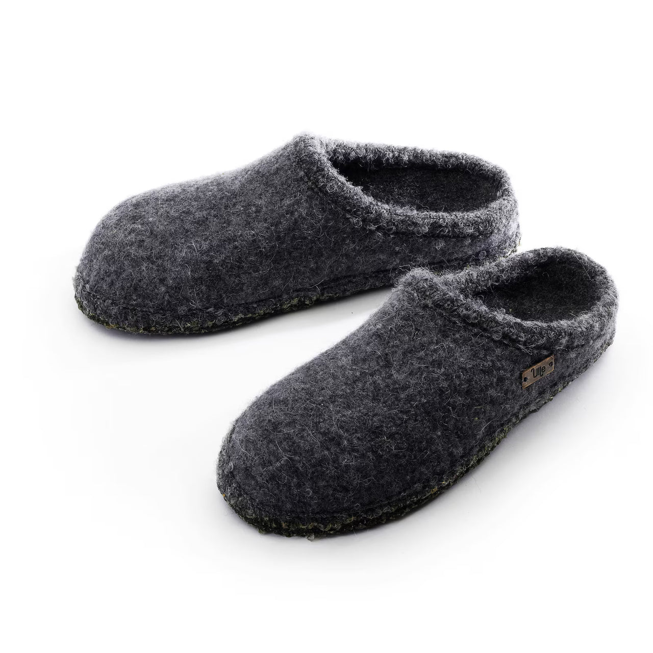 Wollhausschuhe Ulle Mohair nahtlos dunkelgrau