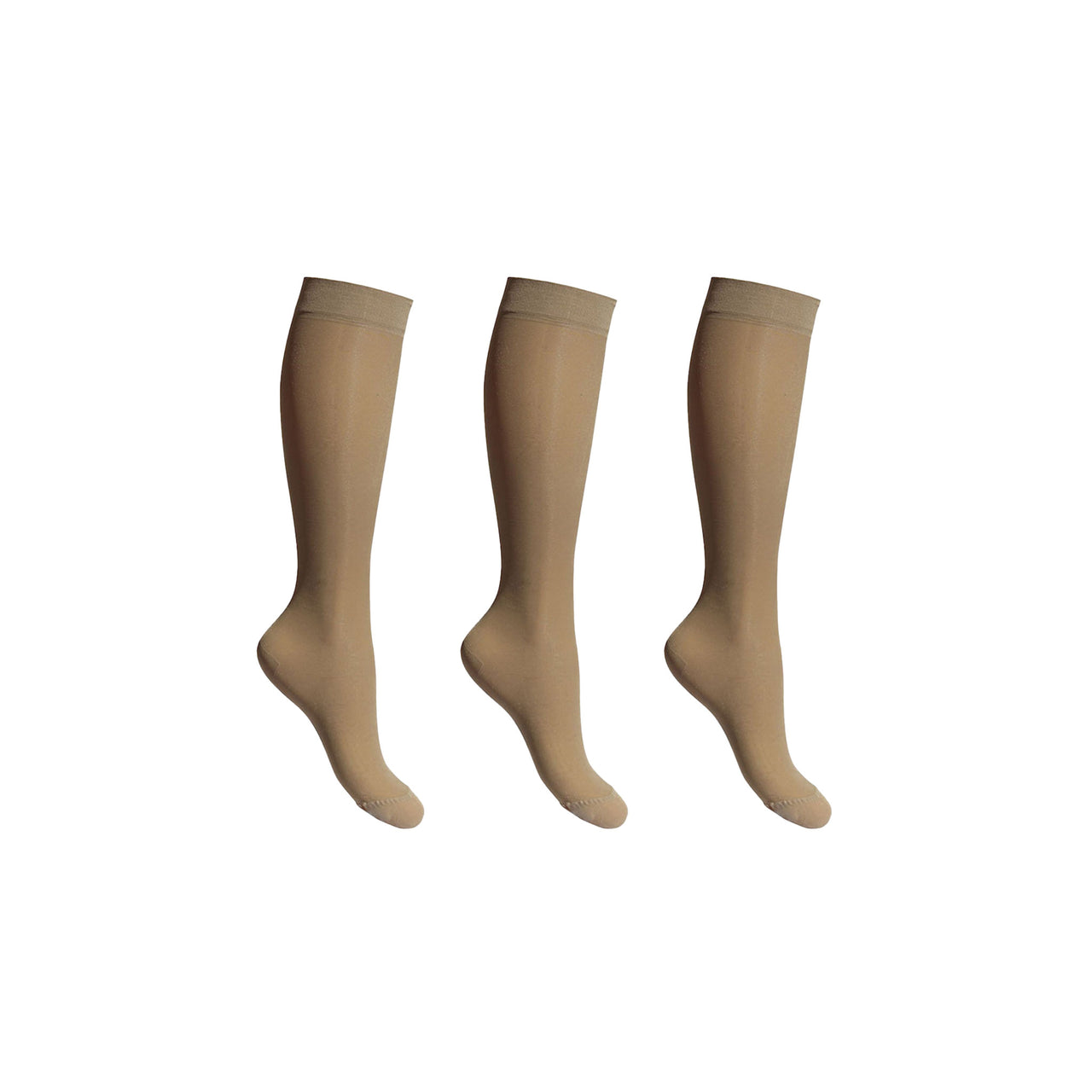 Stützstrümpfe extra dünn beige für geschwollene und müde Beine 3er-Pack