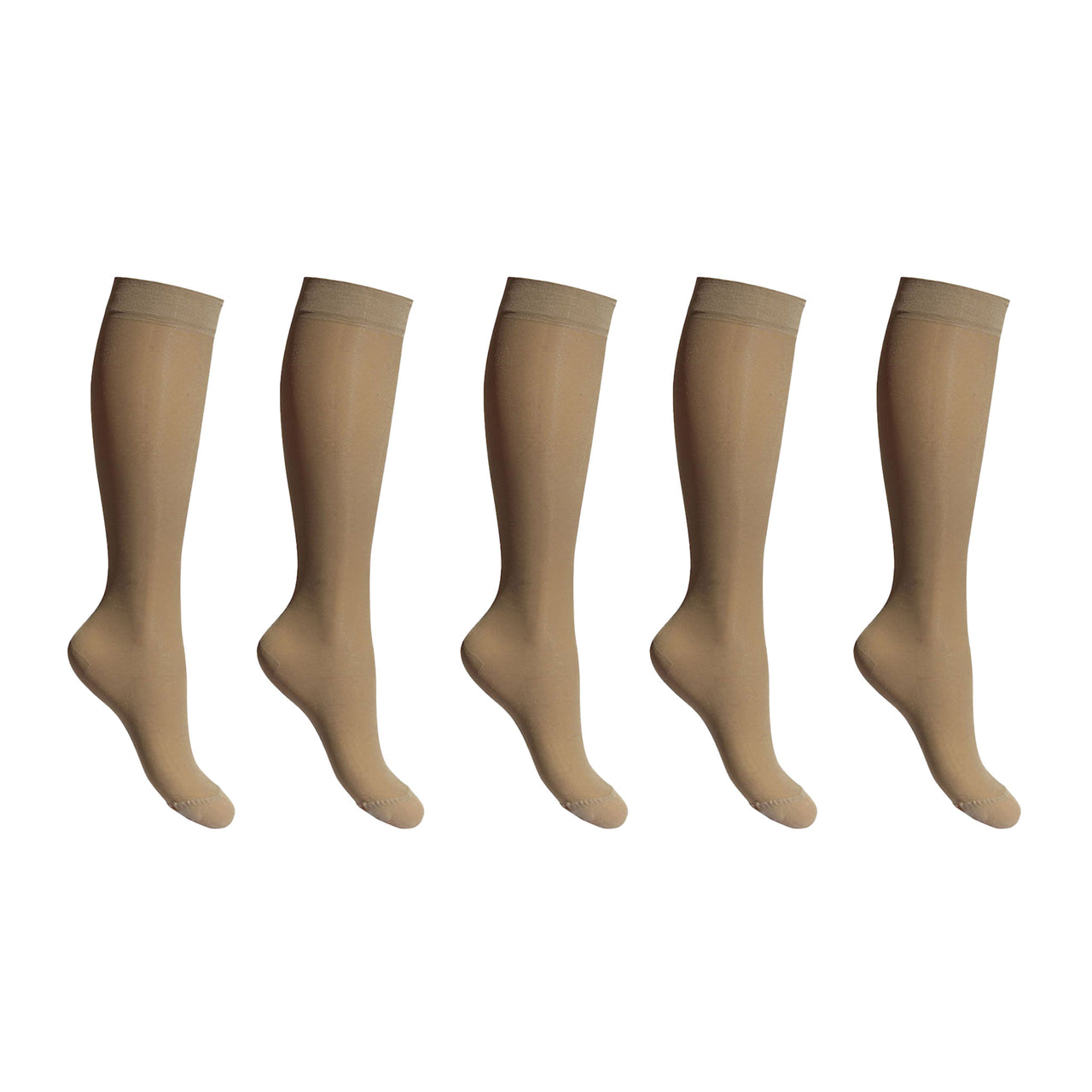 Stützstrümpfe extra dünn beige für geschwollene und müde Beine 5er-Pack