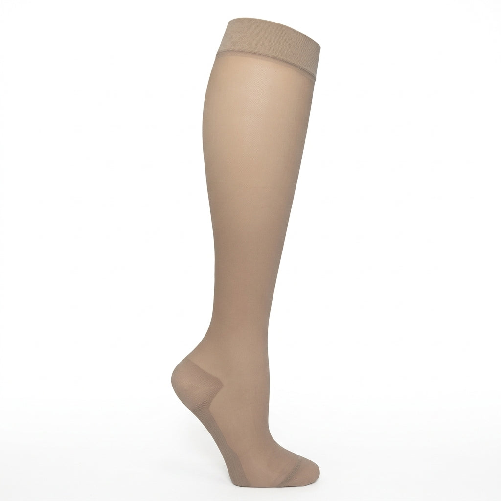 Stützstrümpfe extra dünn beige für geschwollene und müde Beine