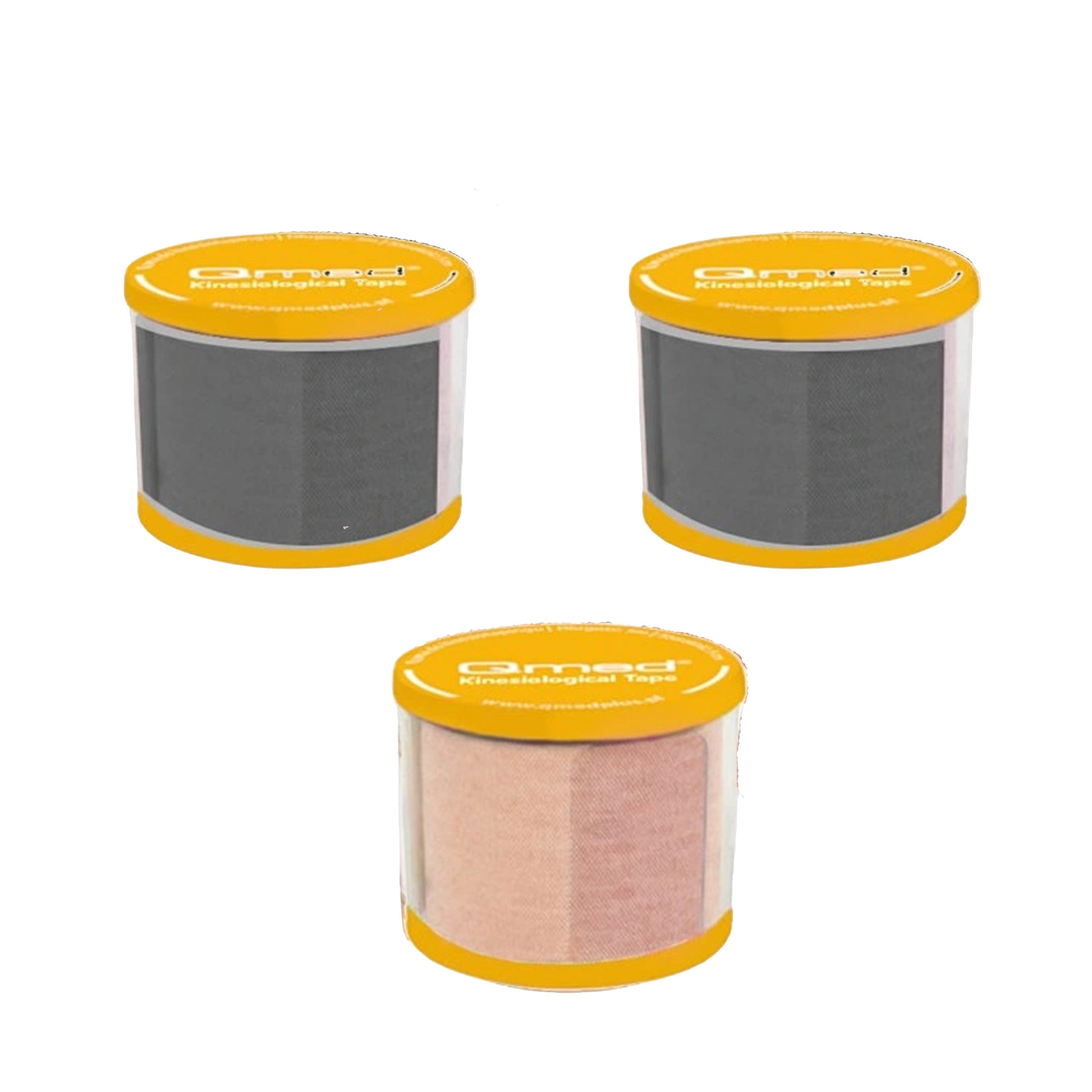 Kinesiologie-Tape schwarz und beige mit hoher Dehnbarkeit 3er-Pack