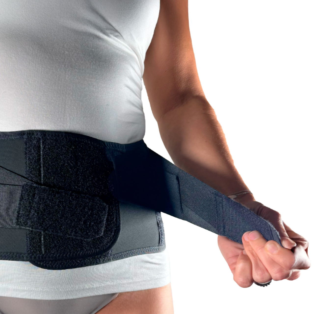 Rückenbandage in einem flachen, flexiblen Modell für die Lendenwirbelsäule