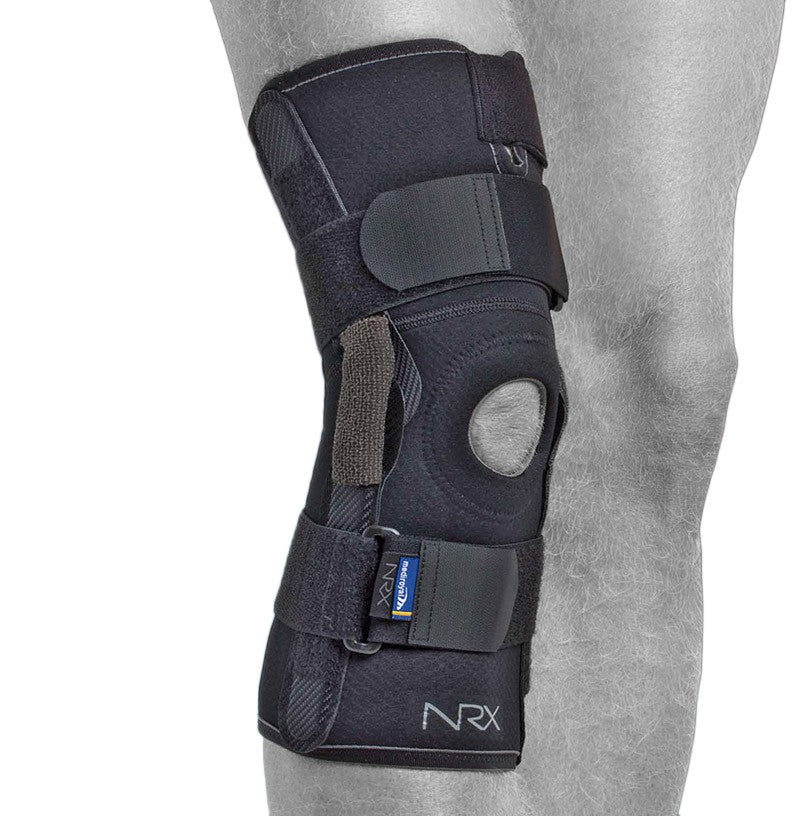 NRX Liga Light warming knee brace with lateral stabilization for ligament injuries