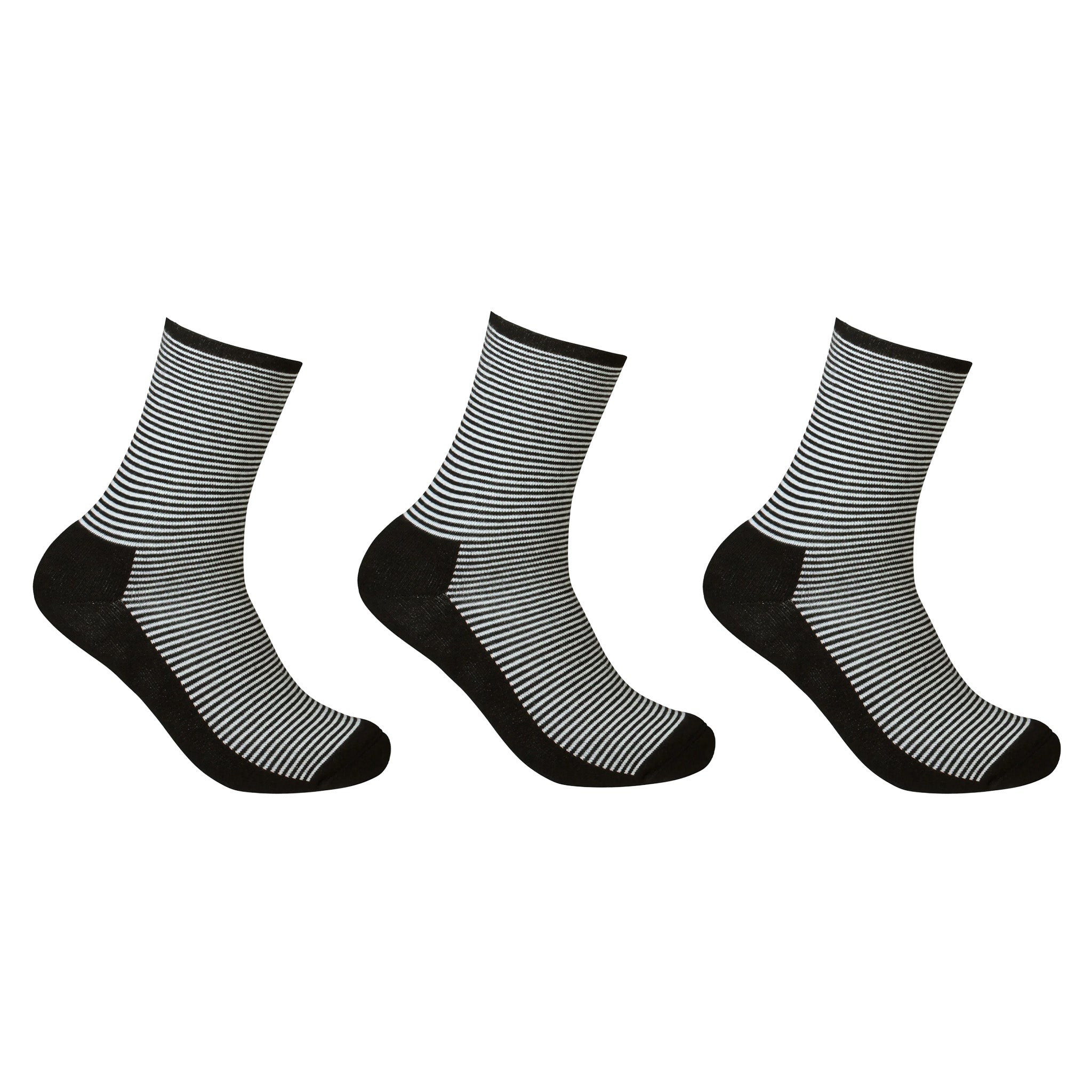 Gestreifte Socken mit weichem Frotté-Sohle für empfindliche Füße und Diabetiker 3er-Pack
