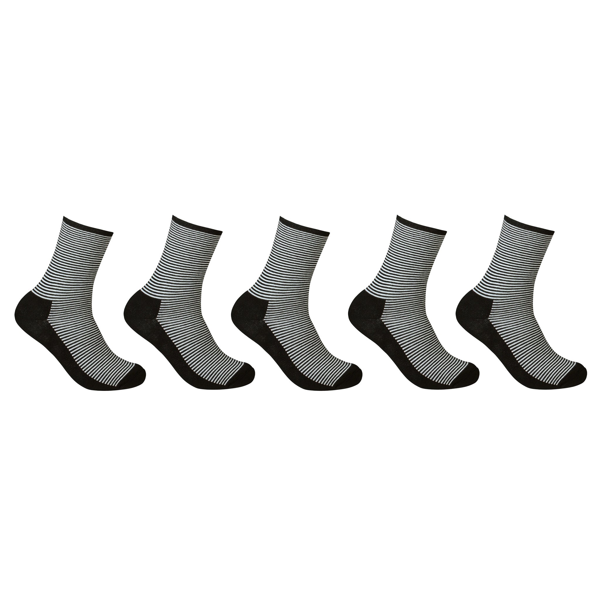 Gestreifte Socken mit weichem Frotté-Sohle für empfindliche Füße und Diabetiker 5er-Pack