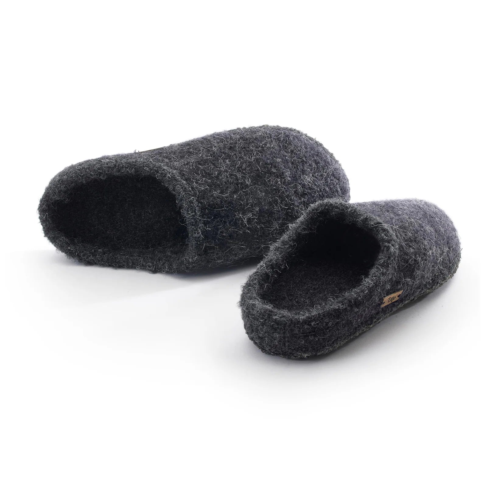 Wollhausschuhe Ulle Mohair nahtlos dunkelgrau
