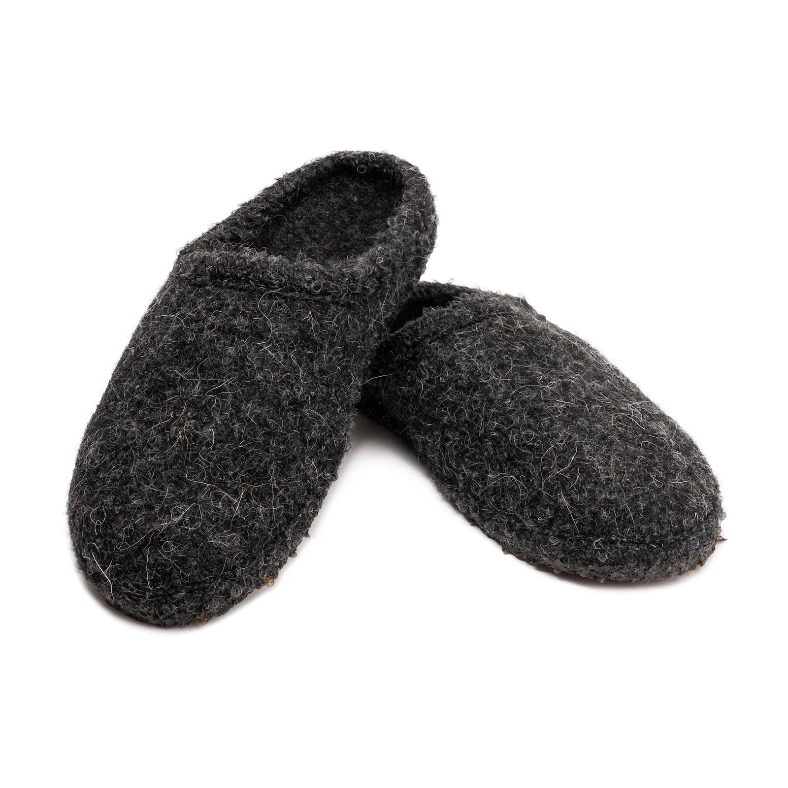 Wollhausschuhe Ulle Mohair nahtlos dunkelgrau