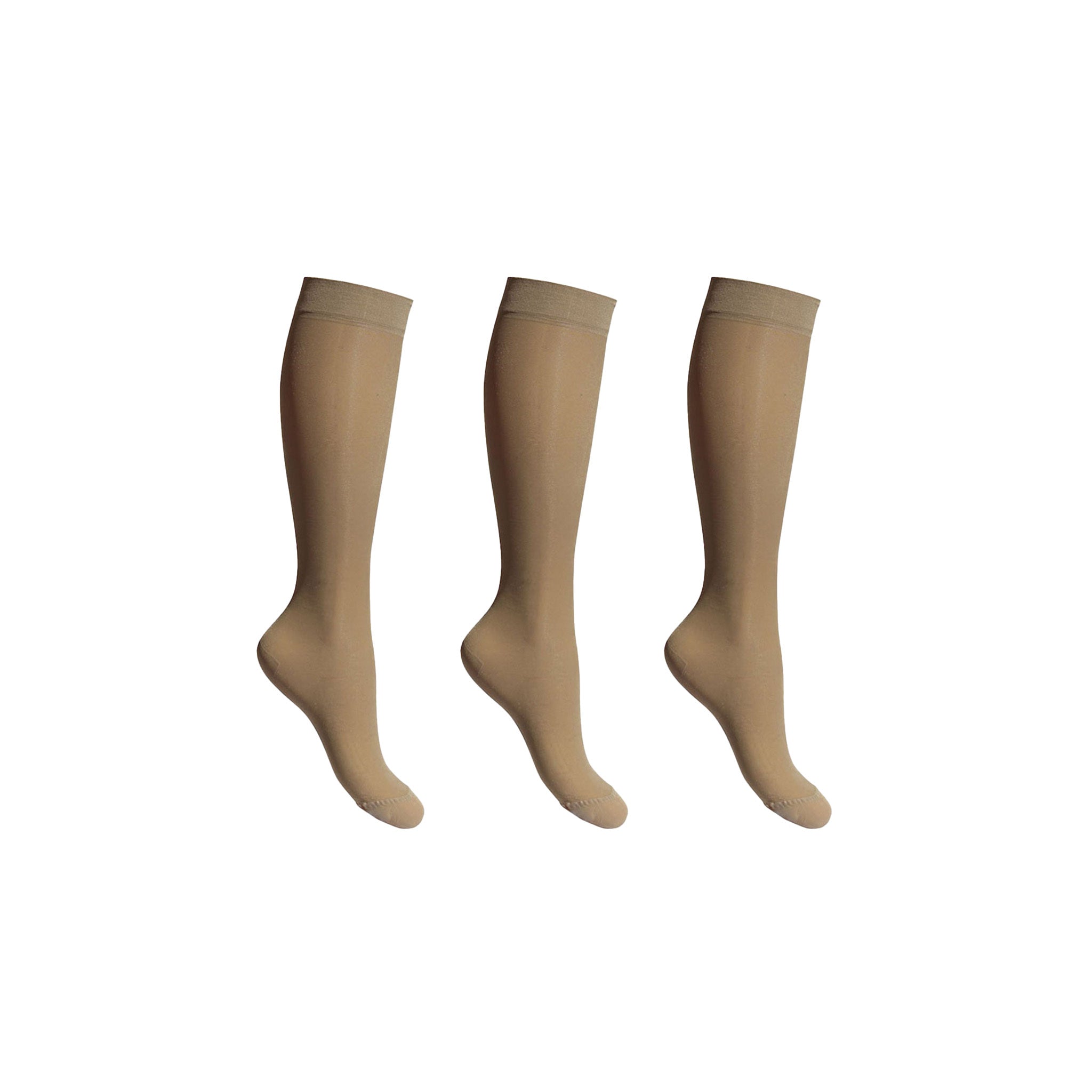 Stützstrümpfe extra dünn beige für geschwollene und müde Beine 3er-Pack