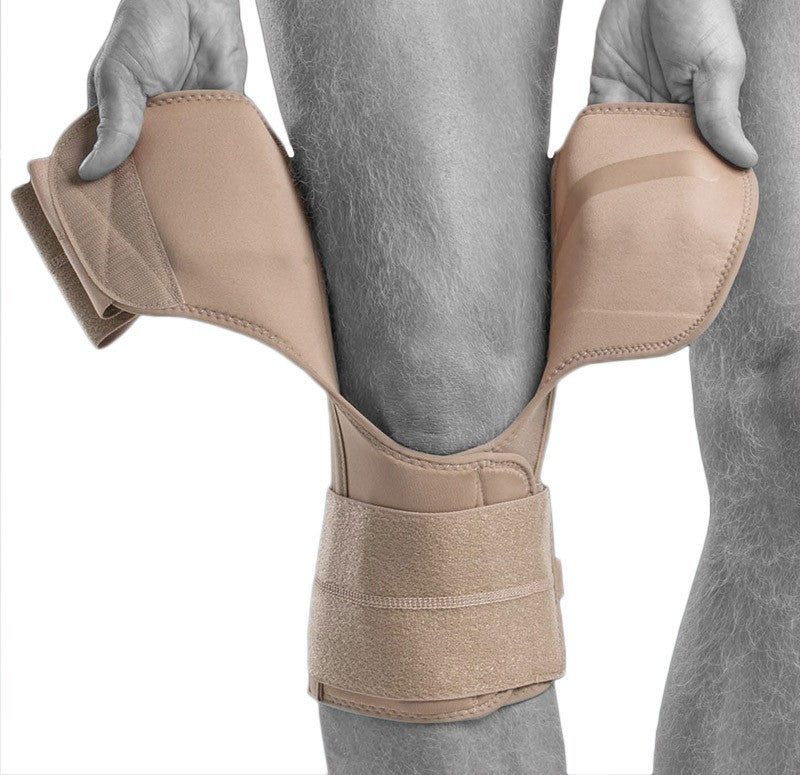 ARX Liga Spring Wrap Kniebandage beige für ältere Menschen mit Knieschmerzen und eingeschränkter Beweglichkeit