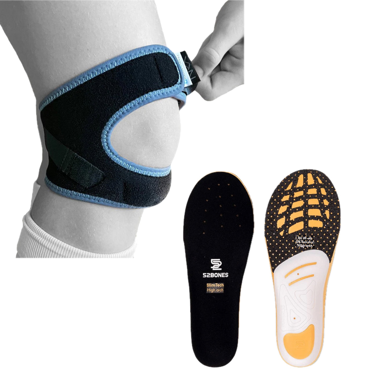 Komplettset für Fußball mit Kniebandage und Sporteinlage